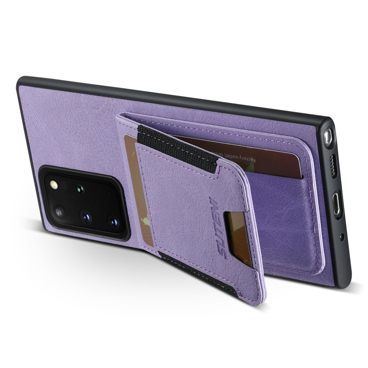 For Samsuny Galaxy Note20 Ultra 5G Suteni H03 Litchi Leather Card Bag Stand Back Phone Case(Purple)
