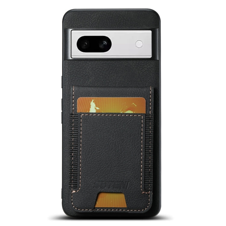 For Google Pixel 8a Suteni H03 Litchi Leather Card Bag Stand Back Phone Case(Black)