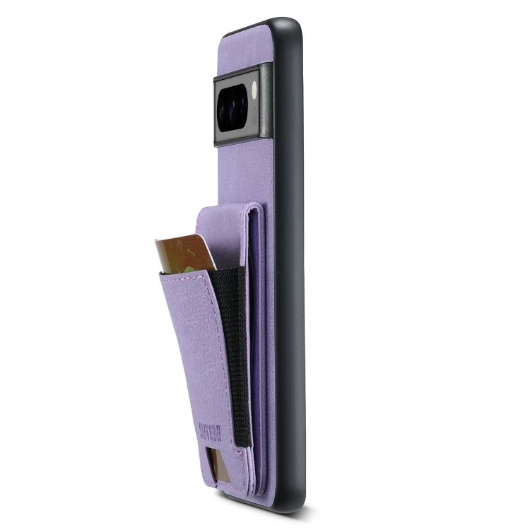 For Google Pixel 8a Suteni H03 Litchi Leather Card Bag Stand Back Phone Case(Purple)