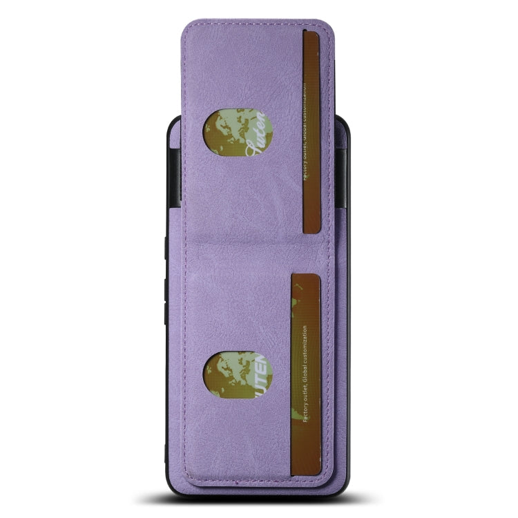 For Google Pixel 8a Suteni H03 Litchi Leather Card Bag Stand Back Phone Case(Purple)