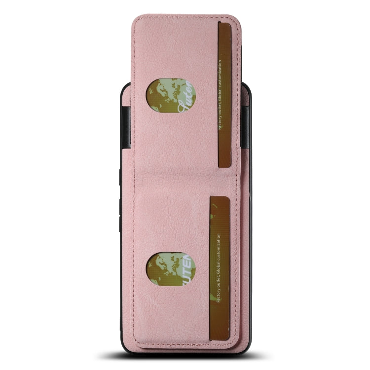For Google Pixel 7a Suteni H03 Litchi Leather Card Bag Stand Back Phone Case(Pink)