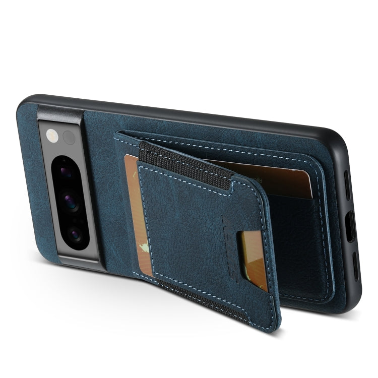 For Google Pixel 7 Pro Suteni H03 Litchi Leather Card Bag Stand Back Phone Case(Blue)