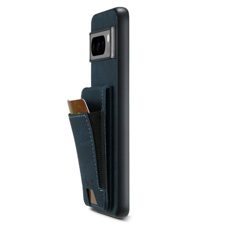 For Google Pixel 6a Suteni H03 Litchi Leather Card Bag Stand Back Phone Case(Blue)