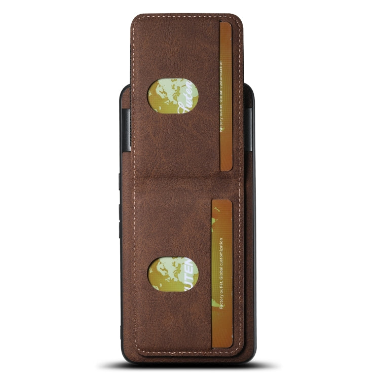 For Google Pixel 6 Pro Suteni H03 Litchi Leather Card Bag Stand Back Phone Case(Brown)