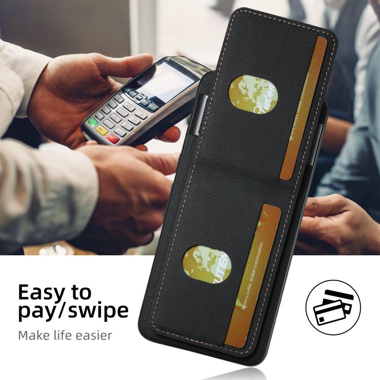 For Google Pixel 9 Pro XL Suteni H03 Litchi Leather Card Bag Stand Back Phone Case(Black)