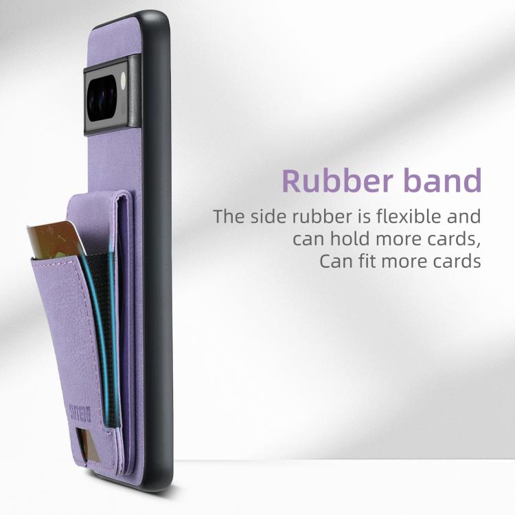 For Google Pixel 9 Pro Suteni H03 Litchi Leather Card Bag Stand Back Phone Case(Purple)