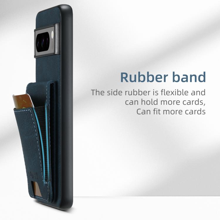 For Google Pixel 9 Suteni H03 Litchi Leather Card Bag Stand Back Phone Case(Blue)