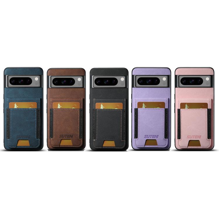 For Google Pixel 10 Pro XL Suteni H03 Litchi Leather Card Bag Stand Back Phone Case(Pink)