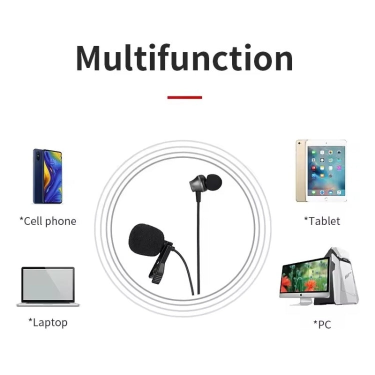 JMARY MC-R6 Lavalier Type-C Port Wired Microphone With In-ear Earphone, Length: 3m
