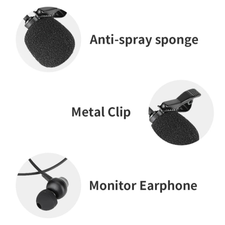 JMARY MC-R6 Lavalier Type-C Port Wired Microphone With In-ear Earphone, Length: 3m