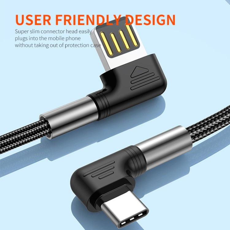 ENKAY 3A Elbow Reversible USB to Elbow Type-C Fast Charging Data Cable, Length:3m