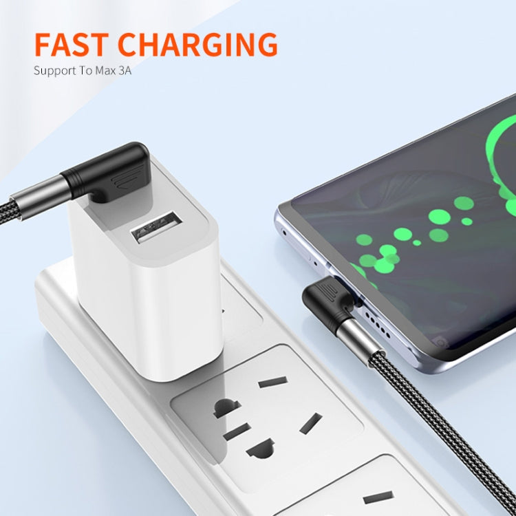 ENKAY 3A Elbow Reversible USB to Elbow Type-C Fast Charging Data Cable, Length:0.5m