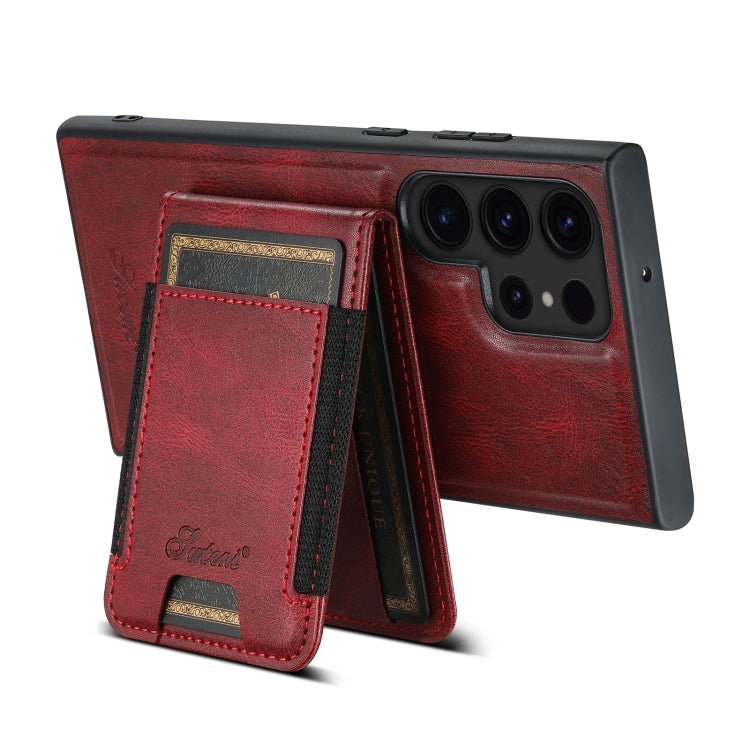 For Samsung Galaxy S23 Ultra 5G Suteni H17 Oil Eax Leather MagSafe Detachable Wallet Phone Case(Red)