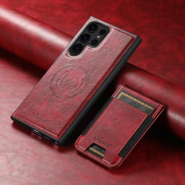 For Samsung Galaxy S25 Ultra 5G Suteni H17 Oil Eax Leather MagSafe Detachable Wallet Phone Case(Red)