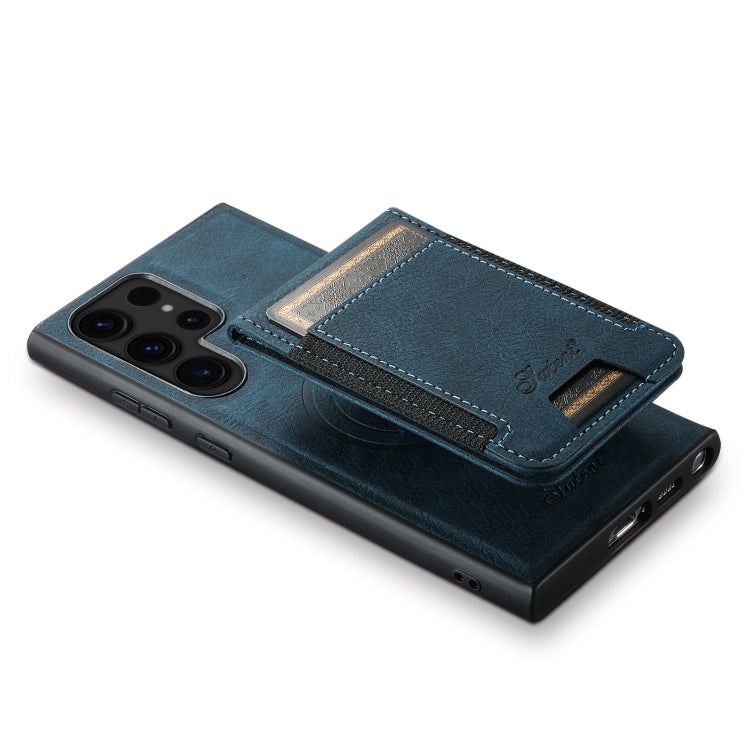 For Samsung Galaxy S22 Ultra 5G Suteni H17 Litchi Texture Leather MagSafe Detachable Wallet Phone Case(Blue)