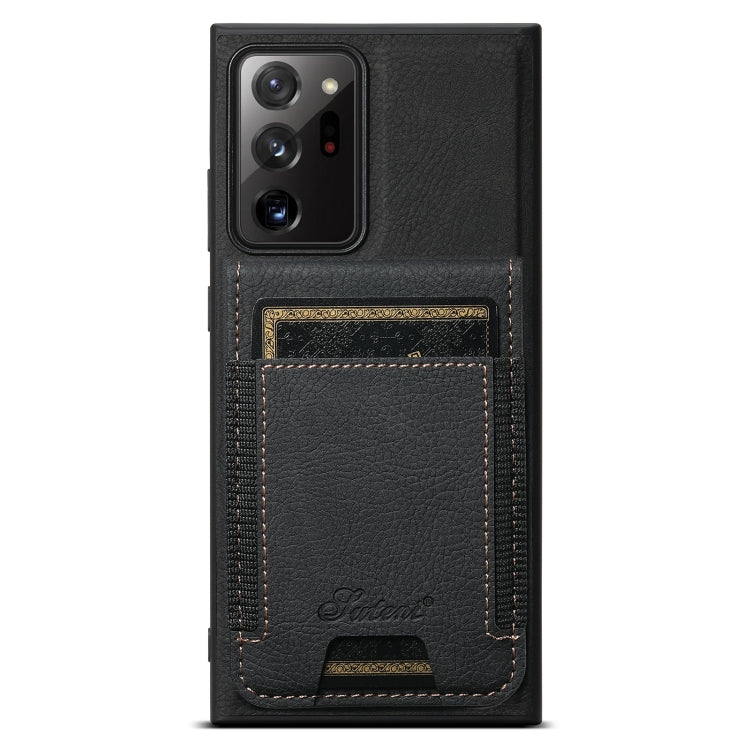For Samsung Galaxy Note20 Suteni H17 Litchi Texture Leather MagSafe Detachable Wallet Phone Case(Black)