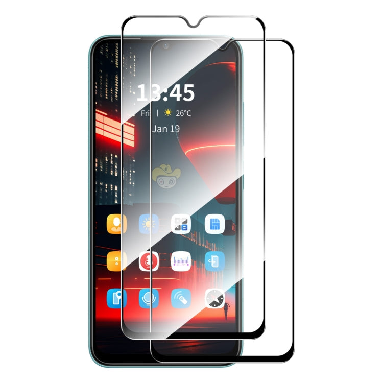 For Tecno POP 7 2pcs ENKAY Full Glue High Aluminum-silicon Tempered Glass Film