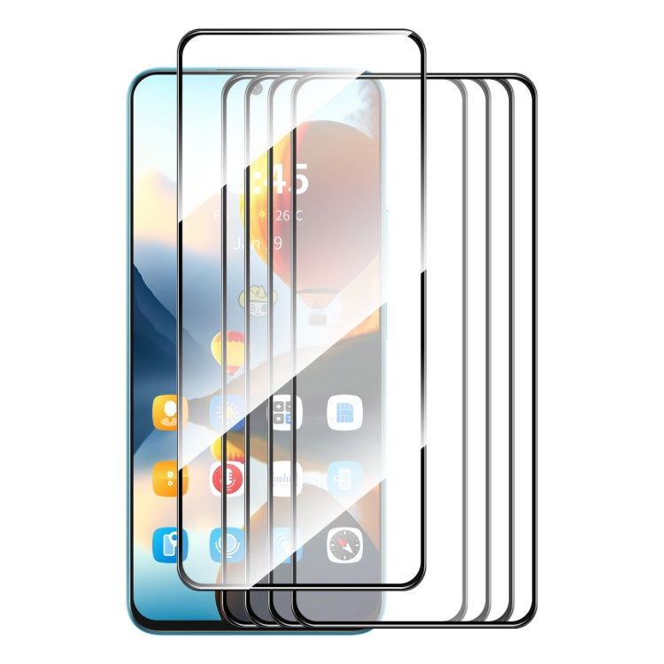 For Tecno Pova 4 5pcs ENKAY Full Glue High Aluminum-silicon Tempered Glass Film