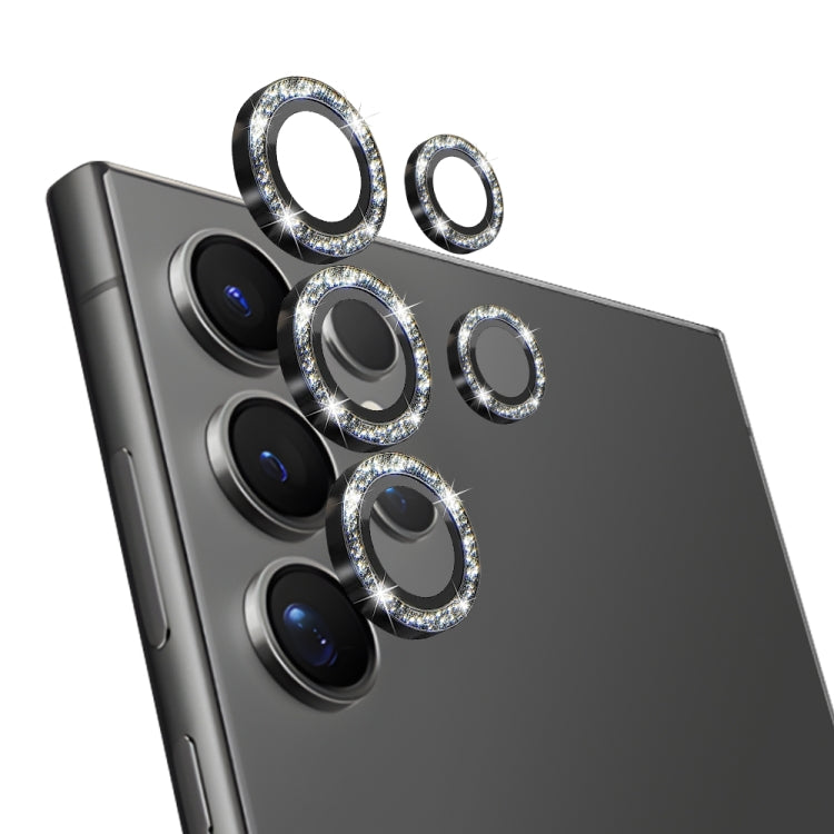 For Samsung Galaxy S24 Ultra 5G NORTHJO Camera Lens Bling Glitter Metal Ring Tempered Glass Film(Black)