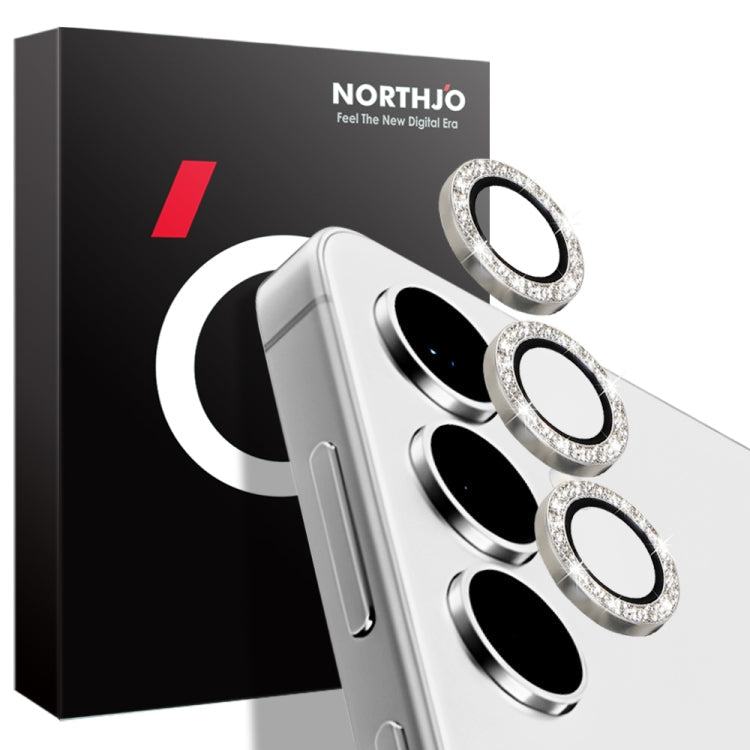 For Samsung Galaxy S24+ 5G NORTHJO Camera Lens Bling Glitter Metal Ring Tempered Glass Film(Silver)