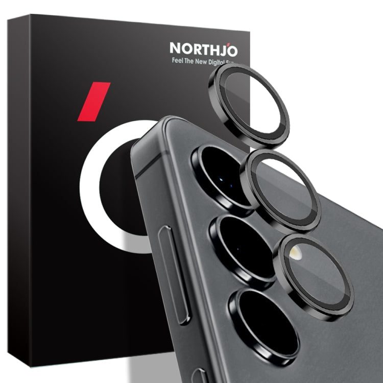 For Samsung Galaxy S24+ 5G NORTHJO Camera LensCD Vein Metal Ring Tempered Glass Film(Black)