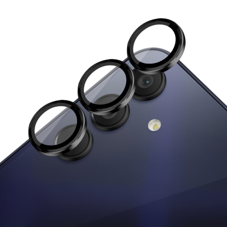 For Samsung Galaxy A15 4G / 5G NORTHJO Camera LensCD Vein Metal Ring Tempered Glass Film(Black)