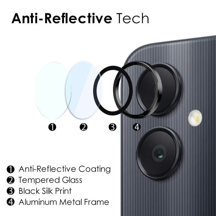 For Samsung Galaxy A05 4G NORTHJO Camera LensCD Vein Metal Ring Tempered Glass Film(Black)