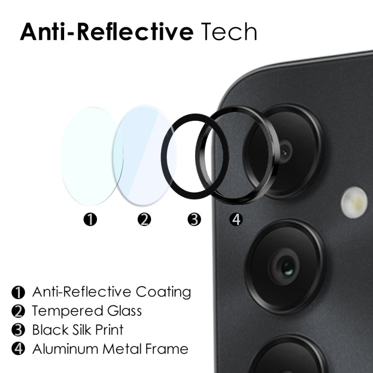 For Samsung Galaxy A05s 4G NORTHJO Camera LensCD Vein Metal Ring Tempered Glass Film(Black)
