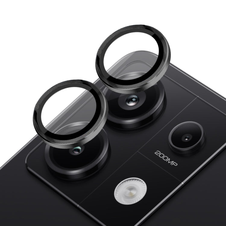 For Xiaomi Redmi Note 13 Pro 5G NORTHJO Camera LensCD Vein Metal Ring Tempered Glass Film(Black)