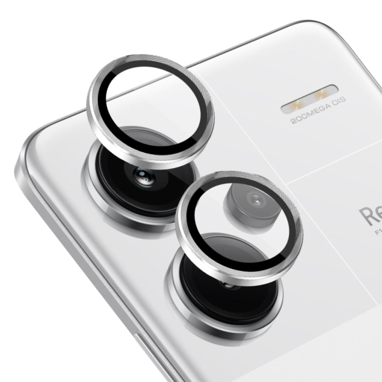 For Xiaomi Redmi Note 13 Pro+ 5G NORTHJO Camera LensCD Vein Metal Ring Tempered Glass Film(Silver)