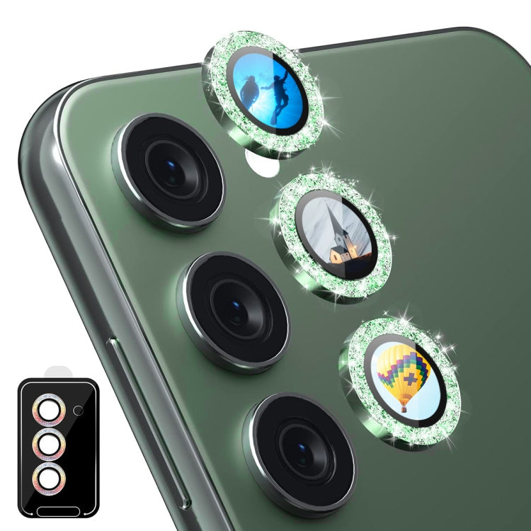 For Samsung Galaxy S23 5G/ S23+ 5G ENKAY Hat-Prince AR 9H Rear Lens Glitter Aluminium Alloy Tempered Glass Film(Green)