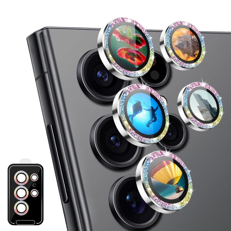 For Samsung Galaxy S23 Ultra 5G ENKAY Hat-Prince AR 9H Rear Lens Glitter Aluminium Alloy Tempered Glass Film(Colorful)