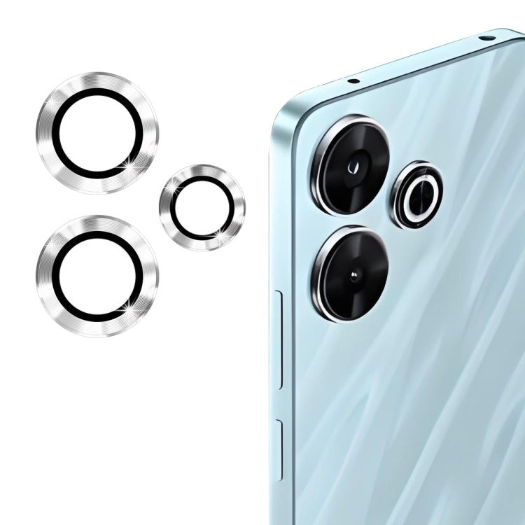 For Redmi 13 4G / 5G ENKAY Hat-Prince 9H Rear Camera Lens Aluminium Alloy Tempered Glass Film(Silver)