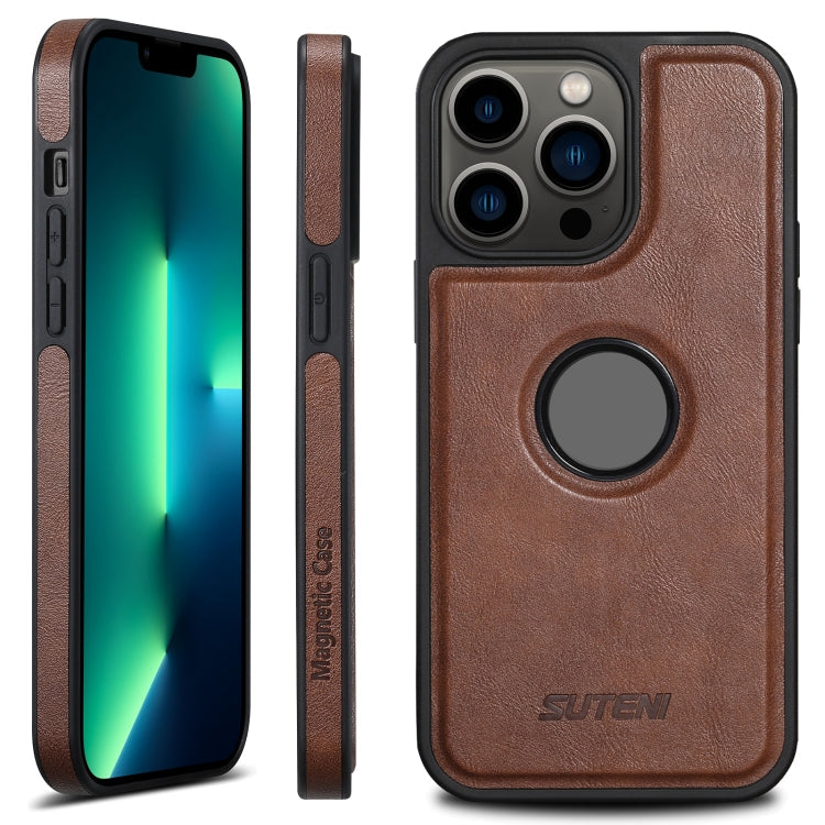 For iPhone 13 Pro Suteni G1 Magsafe Leather Back Phone Case(Brown)