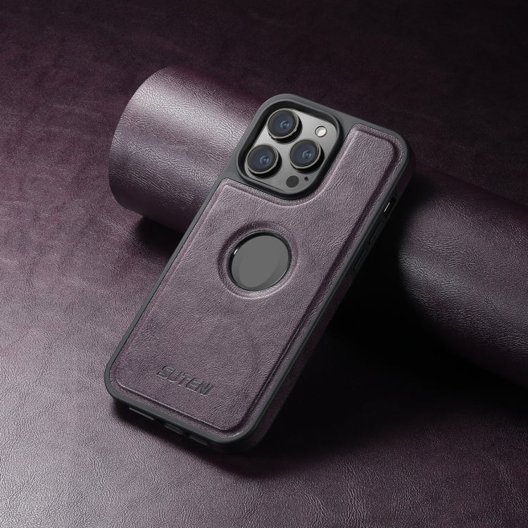 For iPhone 13 Pro Max Suteni G1 Magsafe Leather Back Phone Case(Purple)