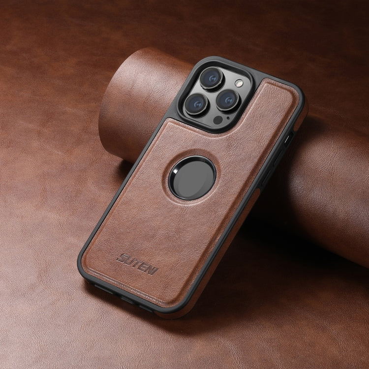 For iPhone 14 Suteni G1 Magsafe Leather Back Phone Case(Brown)