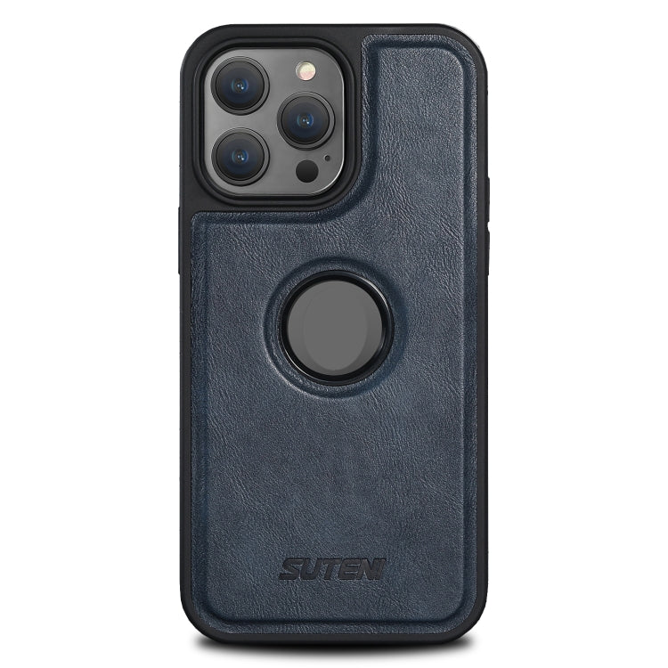 For iPhone 14 Suteni G1 Magsafe Leather Back Phone Case(Blue)