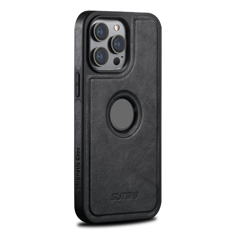 For iPhone 14 Pro Suteni G1 Magsafe Leather Back Phone Case(Black)