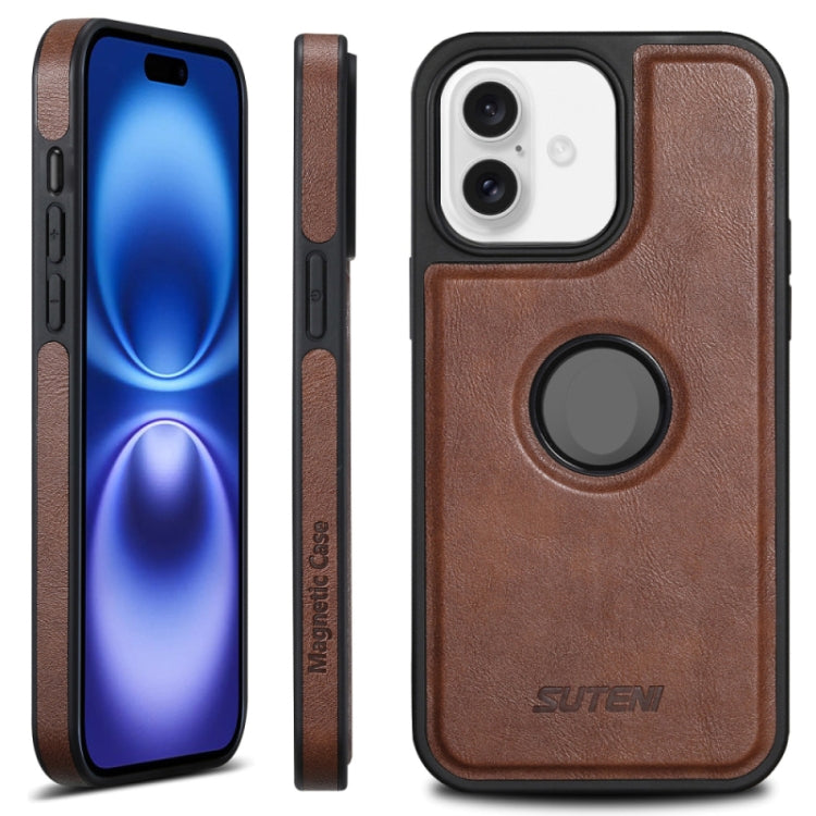 For iPhone 16 Suteni G1 Magsafe Leather Back Phone Case(Brown)