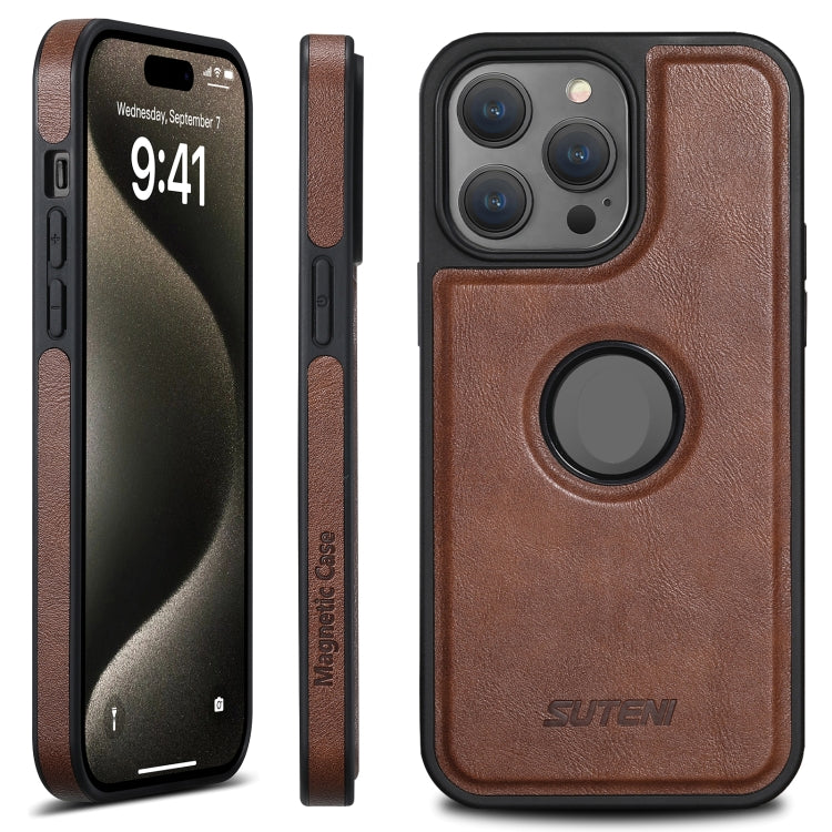 For iPhone 16 Pro Suteni G1 Magsafe Leather Back Phone Case(Brown)