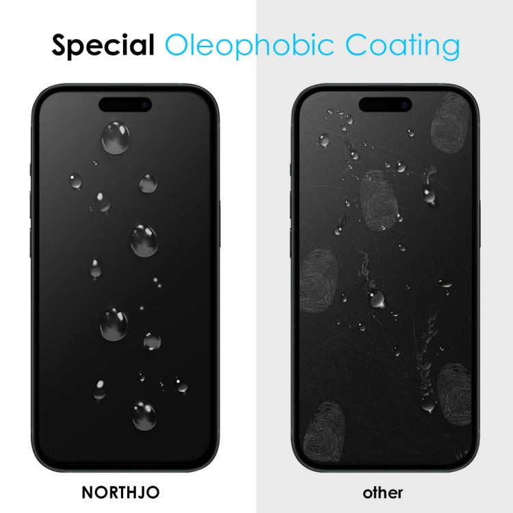 For iPhone 15 Plus NORTHJO A++ 28 Degree Privacy Full Glue Silk Printing Tempered Glass Film