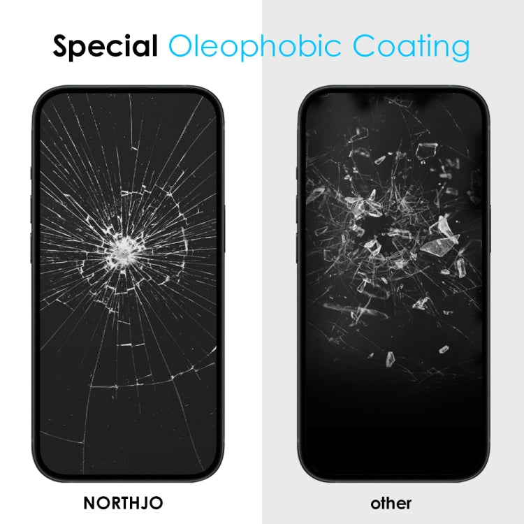 For iPhone 15 Plus NORTHJO A++ 28 Degree Privacy Full Glue Silk Printing Tempered Glass Film