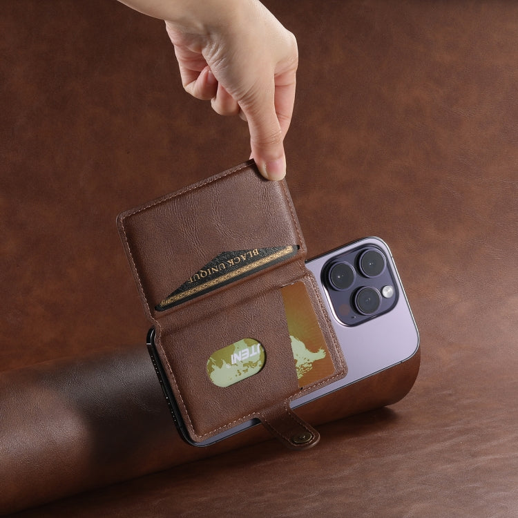 Suteni S2 Phone Magnetic Card Case Card Sleeve MagSafe Magnetic Coil PU Leather(Brown)
