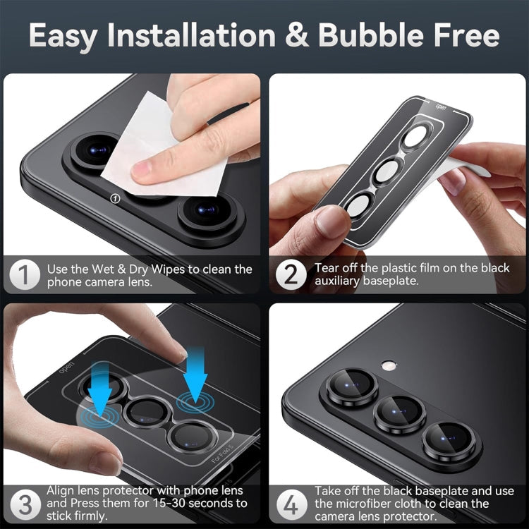 For Samsung Galaxy Z Fold6 ENKAY Hat-Prince 9H Rear Lens Aluminium Alloy Tempered Glass Film(Black)
