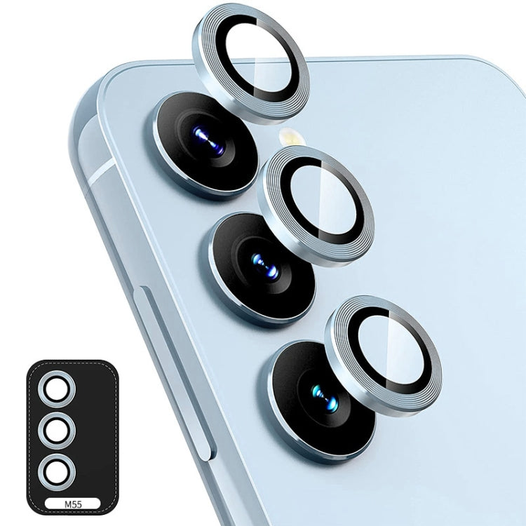 For Samsung Galaxy M55 ENKAY Hat-Prince 9H Rear Camera Lens Aluminium Alloy Tempered Glass Film(Light Blue)