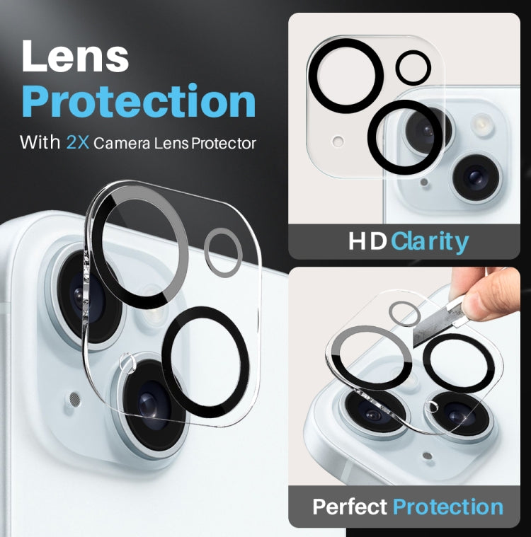 For iPhone 15 Plus NORTHJO 5 in 1 Clear Phone Case with 2pcs Screen Film + 2pcs Rear Lens Film