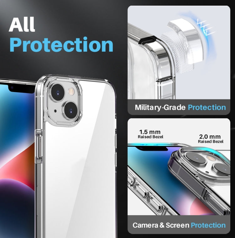 For iPhone 14 NORTHJO 5 in 1 Clear Phone Case with 2pcs Screen Film + 2pcs Rear Lens Film