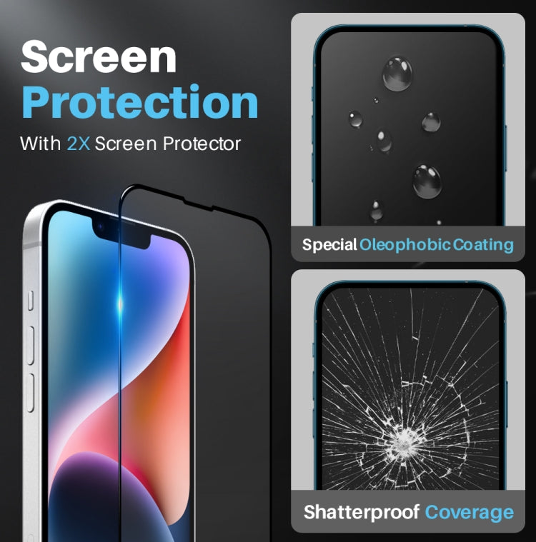 For iPhone 14 NORTHJO 5 in 1 Clear Phone Case with 2pcs Screen Film + 2pcs Rear Lens Film