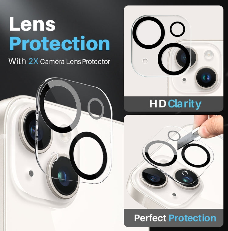 For iPhone 14 NORTHJO 5 in 1 Clear Phone Case with 2pcs Screen Film + 2pcs Rear Lens Film