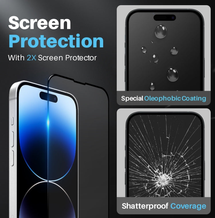 For iPhone 14 Pro NORTHJO 5 in 1 Clear Phone Case with 2pcs Screen Film + 2pcs Rear Lens Film